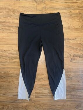 Tangerine Black Leggings with White Ankle Panels